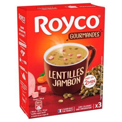 Royco Soupe Instantanée Lentilles Jambon, 3x24g