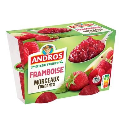 Andros Dessert fruitier avec morceaux framboise, 4x100g