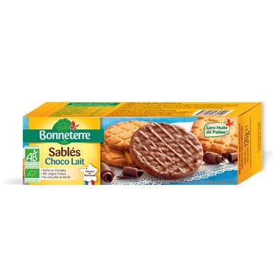 Bonneterre Sablés nappé chocolat lait bio, 120g