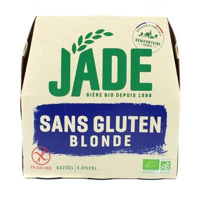 Jade Bière blonde Bio sans gluten 4.5°, 6x25cl