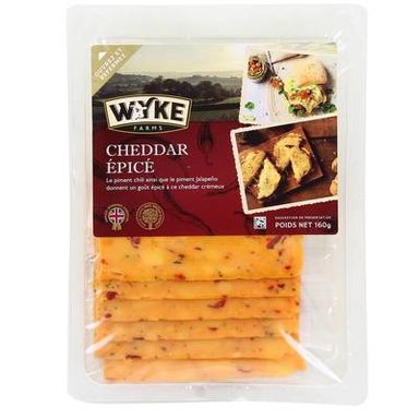Wyke Farms Cheddar Tranché saveur Epicé, 8 tranches - 160g