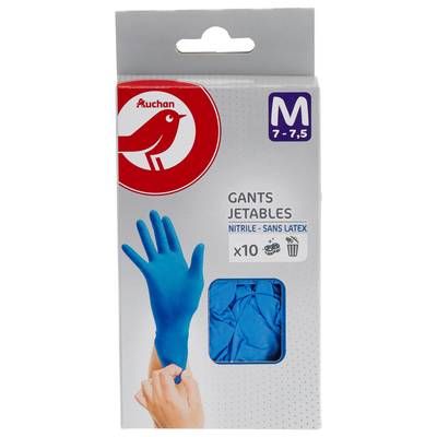 Auchan Gants fins nitrile taille M, 10 gants