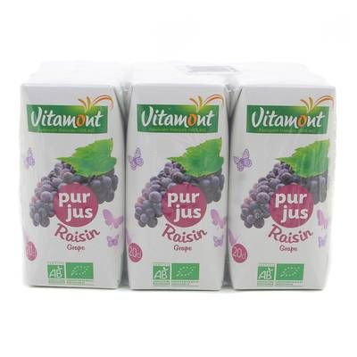 Vitamont Briquette Pur Jus Raisin Bio, 6x20cl