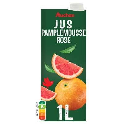 Auchan Jus de pamplemousse rose à base de concentré, 1L