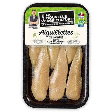 La Nouvelle Agriculture Aiguillettes de Poulet Jaune Bleu Blanc Coeur, Environ 180g
