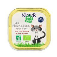 Nestor Bio Fricassées Pour Chat Bio Volaille et aux Petis Légumes, 100g