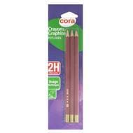 Cora Crayons Graphite 2H, 3 crayons
