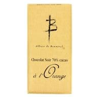 Abbaye De Bonneval Chocolat noir à l'orange 70% de cacao, 100g