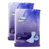 Tena Lady Serviettes incontinence maxi nuit, Lot de 2x12 serviettes