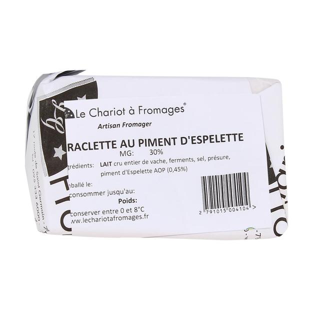 - Le Chariot à fromages, Artisan Fromager - Raclette au Piment d'Espelette Artisanale tranchée - Lait de vache cru