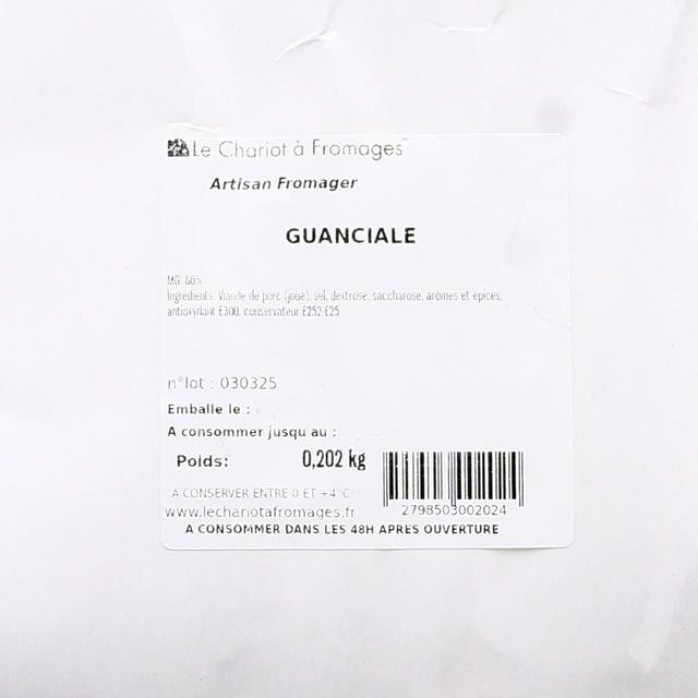 - Le Chariot à fromages, Artisan Fromager - Guanciale Lard en Tranche