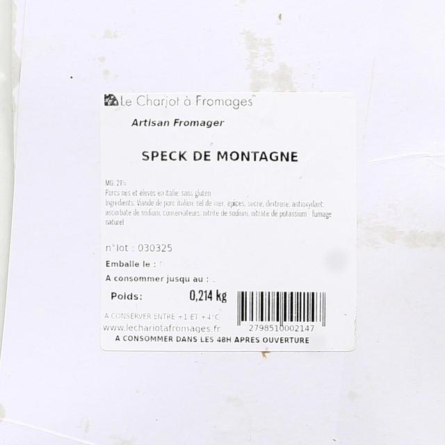 - Le Chariot à fromages, Artisan Fromager - Speck de Montagne en Tranches