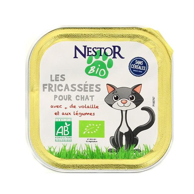 3700654000100 - Nestor Bio - Fricassées Pour Chat Bio Volaille et aux Petis Légumes