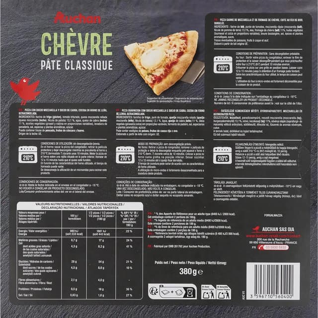 3596710560400 - Auchan - Pizza chèvre