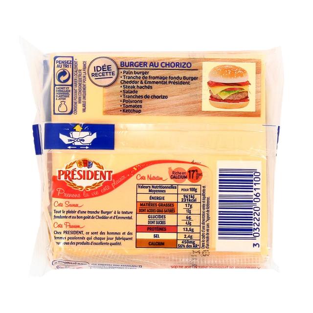 3032220061100 - Président - Fromage Burger Cheddar et Emmental