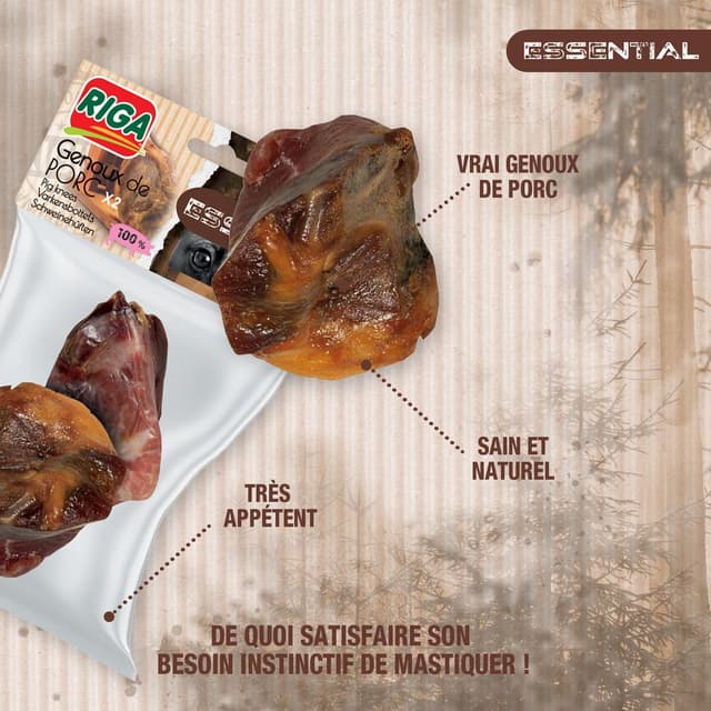 3166780062700 - Riga Essential - 2 Genoux de Porc- Friandise Récompense pour chien
