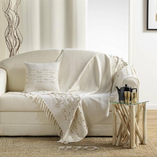 3574386093200 - Douceur D Interieur - Plaid à franges Golden Sunset en coton