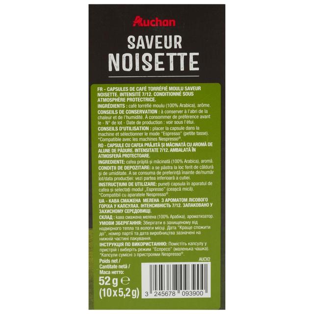 3245678093900 - Auchan - Capsules de café saveur noisette