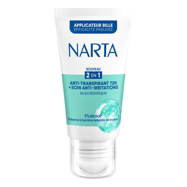 3600551204000 - Narta - Déodorant Bille 2en1 Anti-Transpirant 72H + Soin Anti-Irritations au Probiotique