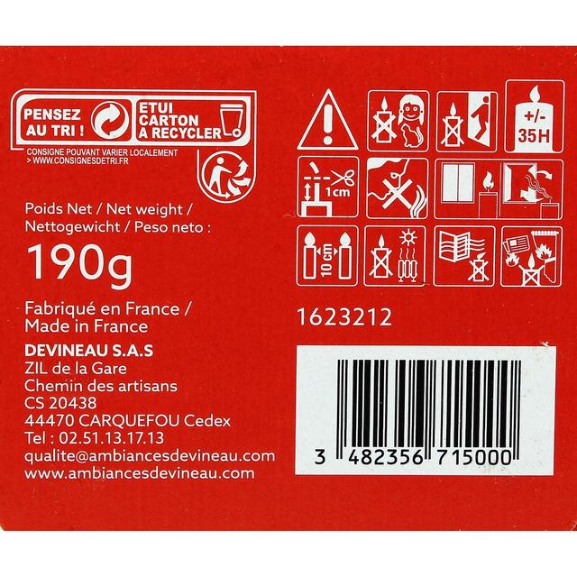 3482356715000 - Ambiances Devineau - Bougie lowboy anti-odeurs de maison Rouge