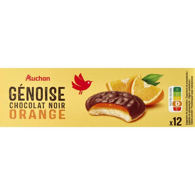 3254560035300 - Auchan - Génoises nappées de chocolat noir saveur orange x12