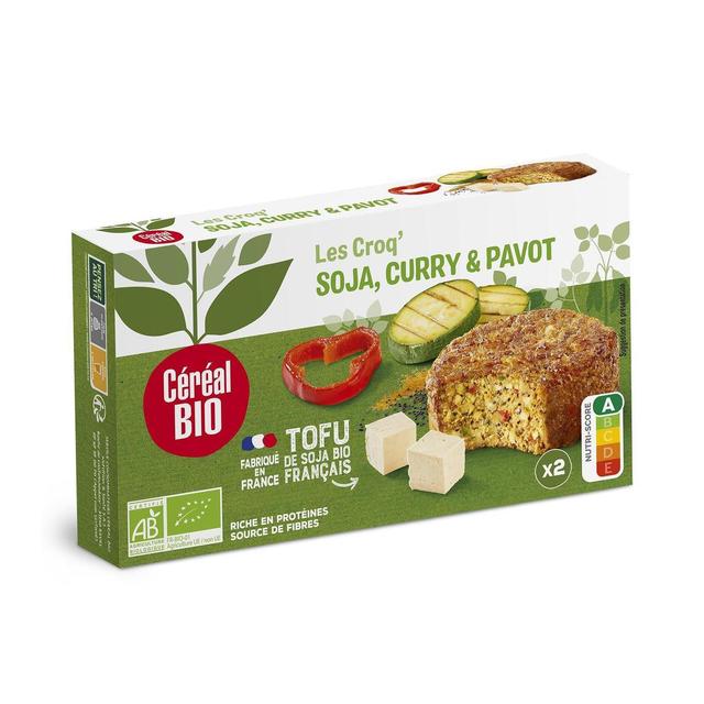 3259011046300 - Céréal Bio - 2 Galettes Végétales Croq'soja Curry et Pavot Bio