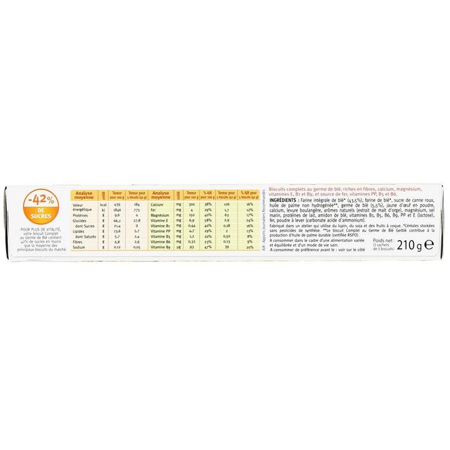 3251490320001 - Gerblé Vitalité - 25 Biscuits complets au germe de blé -32% de sucres en moins
