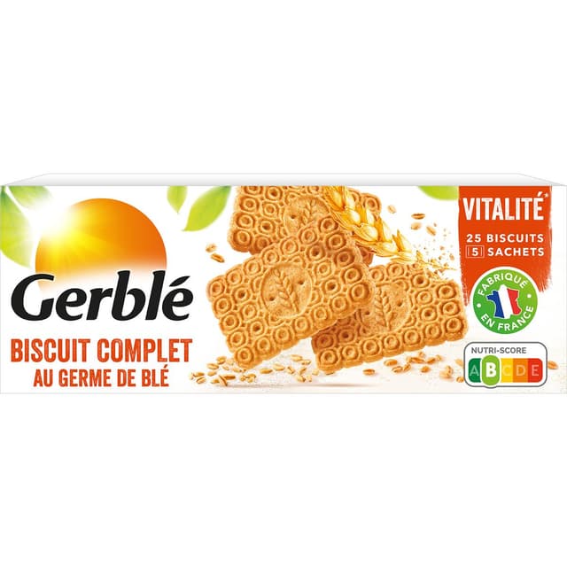 3251490320001 - Gerblé Vitalité - 25 Biscuits complets au germe de blé -32% de sucres en moins