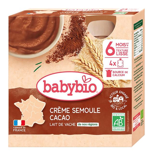 3288131540801 - Babybio - Dessert Lacté Crème semoule cacao Bio Gourde Bébé Dès 8 mois