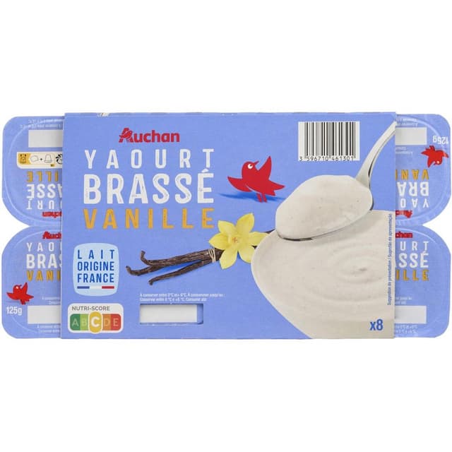 3596710461301 - Auchan - Yaourt brassé à la vanille