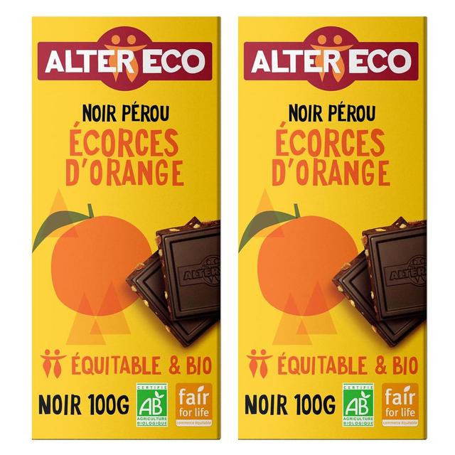 2050000393501 - Alter Eco - Commerce Equitable - Chocolat noir écorces d'orange 60% Cacao Bio du Pérou