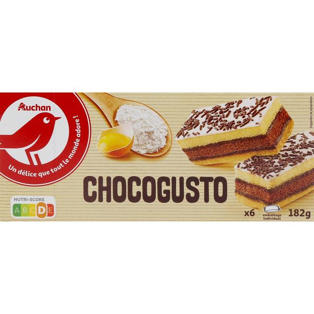 3596710424801 - Auchan - Chocogusto gâteaux génoise sachets individuels x6