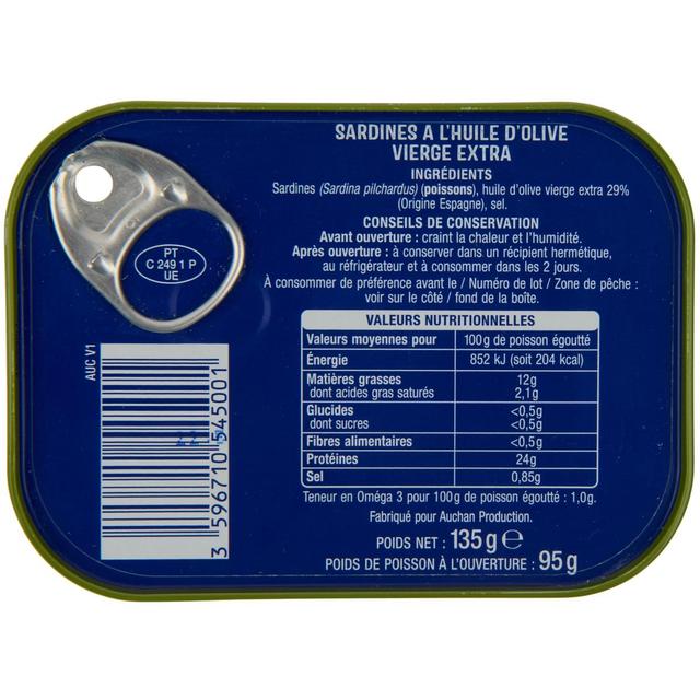 3596710545001 - Auchan - Sardines à l'huile d'Olive vierge extra