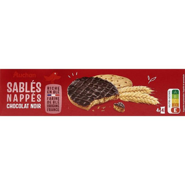 3596710366101 - Auchan - Biscuits sablés nappés de chocolat noir sachets fraîcheur
