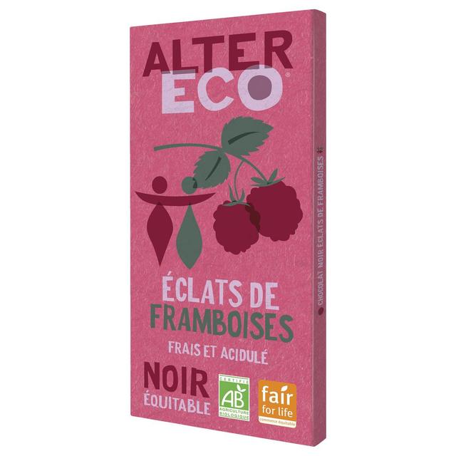 3700214619001 - Alter Eco - Commerce Equitable - Chocolat noir éclats de framboises 60% Cacao Bio du Pérou
