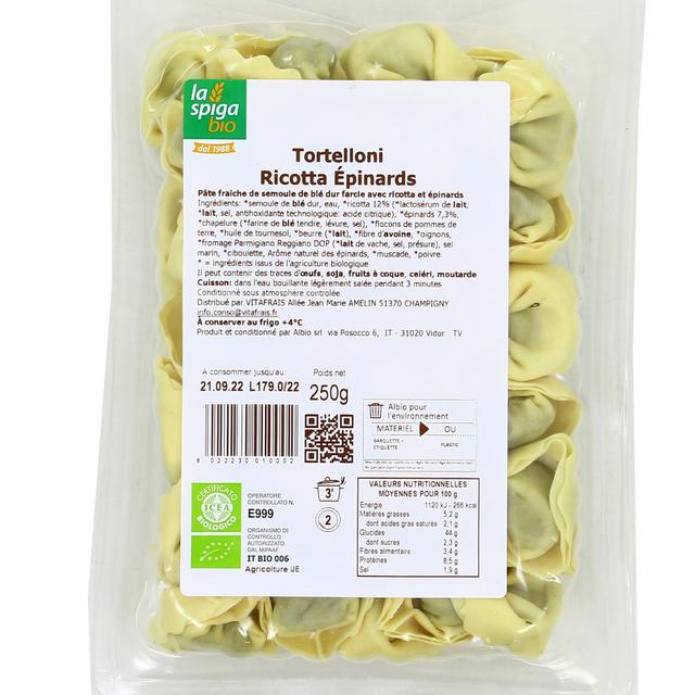 8022230010002 - La Spiga Bio - Tortelloni Ricotta Epinards Bio