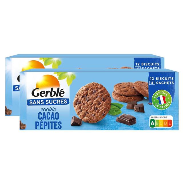 2050000394102 - Gerblé Sans Sucres - 12 Cookies Cacao Pépites de Chocolat Sans Sucres