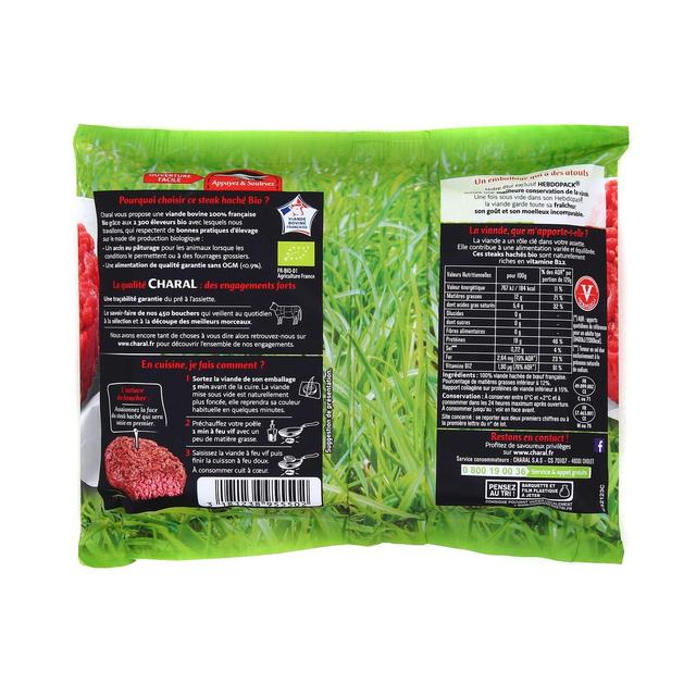 3181238955502 - Charal - Steaks Hachés Bio 12%MG Façon Bouchère