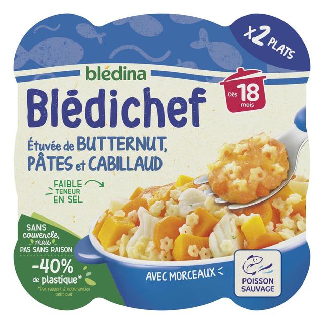 3041091436702 - Blédina - Blédi'chef - Etuvée de Butternut Pâtes Cabillaud Assiette Bébé Dès 18 mois