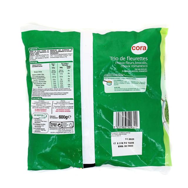 3257983529302 - Cora - Trio de fleurettes- Choux-fleurs, brocolis et choux romanesco
