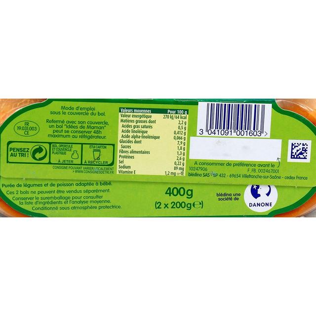 3041091001603 - Blédina - Mes Moulinés - Tomate Boulghour Saumon du Pacifique Bol Bébé Dès 12 mois