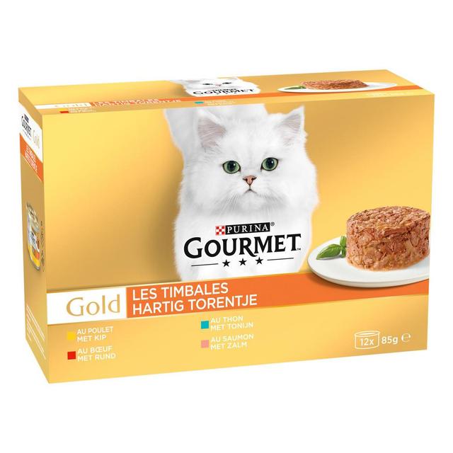 7613035461703 - Purina - Gourmet Gold - Boites Timbales Poulet, Boeuf, Saumon, Thon pour chat