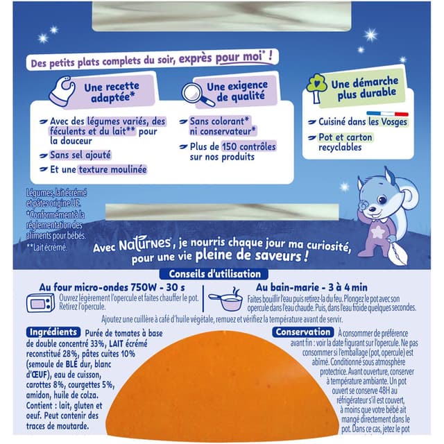 7613035832503 - Naturnes® - P'tit Souper - Tomates Pâtes Courgettes Bol Bébé Dès 6 mois