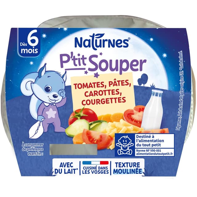 7613035832503 - Naturnes® - P'tit Souper - Tomates Pâtes Courgettes Bol Bébé Dès 6 mois