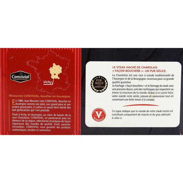 3463490012903 - Convivial - Steaks hachés de Charolais pur boeuf 15%mg