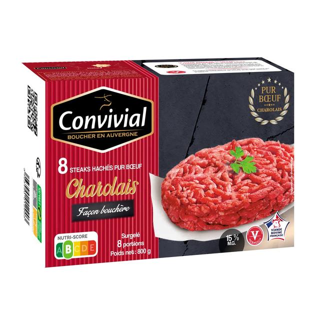 3463490012903 - Convivial - Steaks hachés de Charolais pur boeuf 15%mg