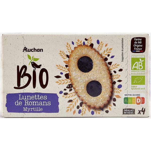 3596710414703 - Auchan BIO - Biscuits lunettes de romans à la myrtille bio