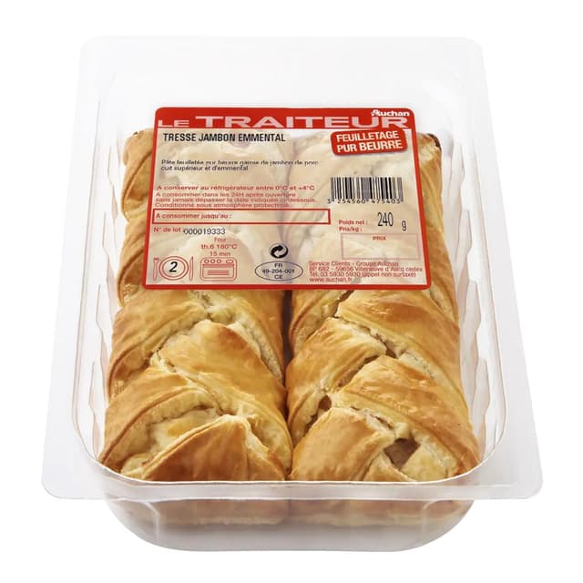 3254560475403 - Auchan Le Traiteur - Tresse pur beurre au jambon et emmental