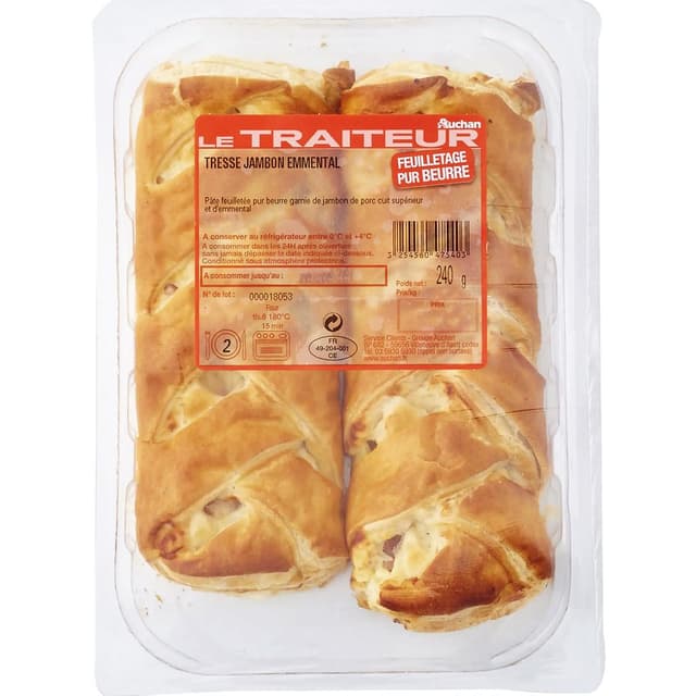 3254560475403 - Auchan Le Traiteur - Tresse pur beurre au jambon et emmental