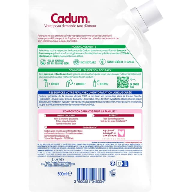 3600551187303 - Cadum - Crème de douche Dermo-Hydrate recharge